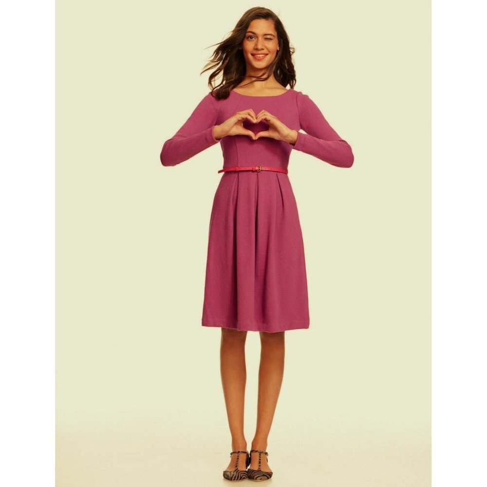 Boden Womens 10 Pink Long Sleeves Textured Cotton